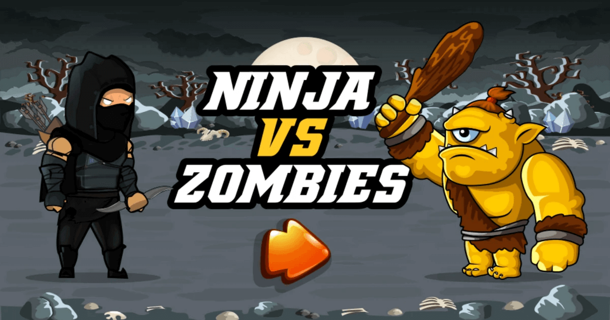 Ninja vs Zombies action typing game where players fight zombies at night