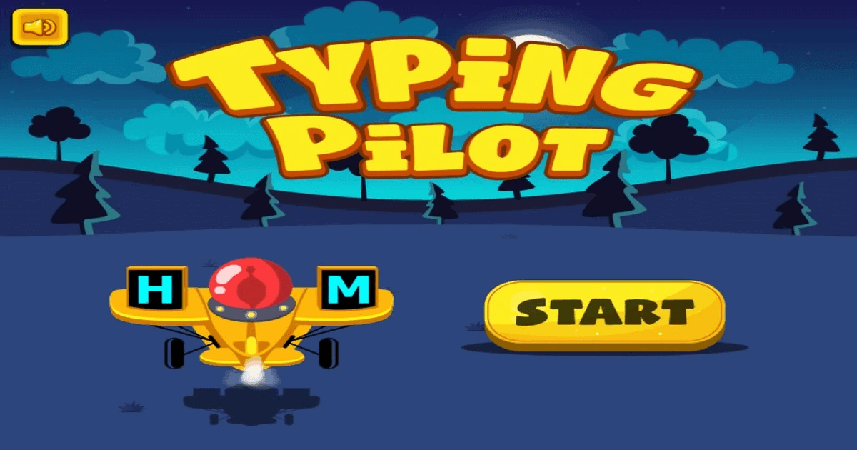 Typing Pilot typing practice game where players fly in a plane and avoid alien ships