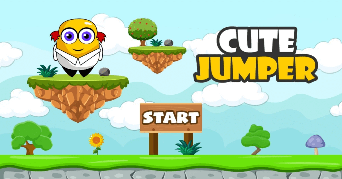 Cute Jumper fun kids typing game with 6 characters and platform jumping