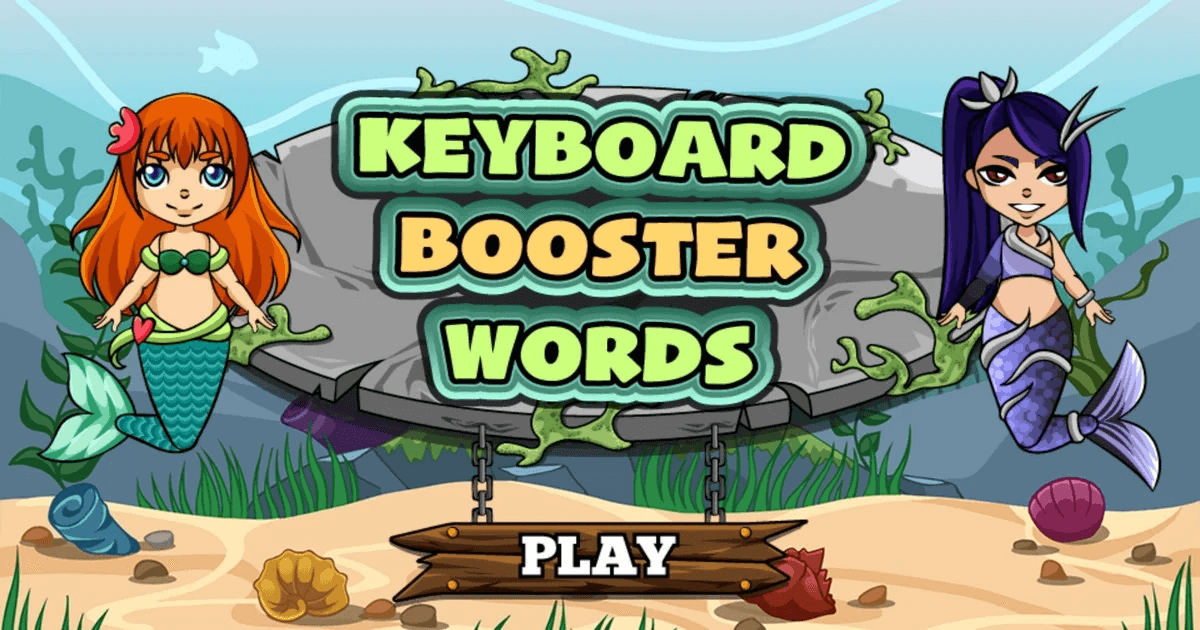 Keyboard Booster Words fun typing game with mermaids fighting sea creatures