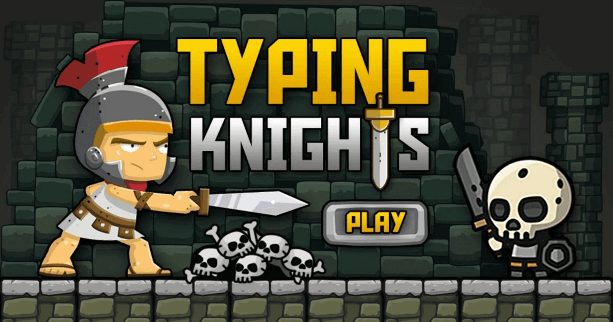Typing Knight kids typing game where a knight fights skeletons in a cave